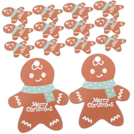 50PCS Christmas Hanging Tag Gingerbread Tags for DIY Xmas Present Wrap and Label Package