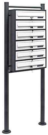 Wiltec Cassetta postale condominiale autoportante 6 posti antracite/bianco 513 x 270 x 1500 mm 1 modulo