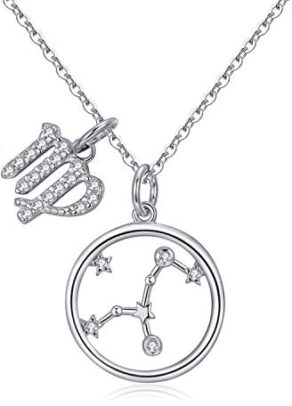 Qings Birth Sign Necklace- 925 Sterling Silver Constellation Virgo Astrological Necklace, Teenager Jewelry Horoscope Pendant Lightweight Baby Christening Shower Gift