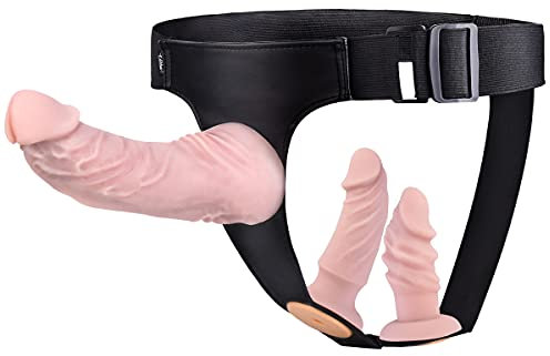 Strap On Umschnalldidos für Manner, Frauen und Paare Lesben Utimi SM Masturbator Doppeldildo Sextoy Adjustable Harness Sex Spielzeug mit Austauschbar und Realistischer 3 Silikon Dildos
