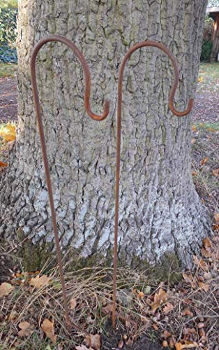 Deko-Impression 2er-Set Gartenstab m. Haken Laternenhaken u. Doppelspieß Eisen Rost 90