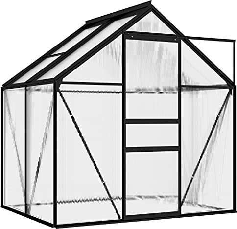 vidaXL Gewächshaus UV-beständig Wärmeisoliert Treibhaus Tomatenhaus Frühbeet Garten Pflanzenhaus Gartenhaus Anthrazit Aluminium 2,47m²
