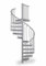 Spindeltreppe außen Scarvo M, Wendeltreppe verzinkt, Geschosshöhe: 216-233 cm, 11 Stufen, EIN Podest, Durchmesser: 130 cm, Stufenbelag: Stahl Streckgitter, Stahltreppe
