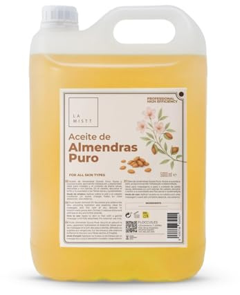 Aceite de Almendras Dulces 100% Puro 5L | Apto para Todo Tipo de Pieles | Aceite de Masaje Profesional | Sin Parafina ni Colorantes