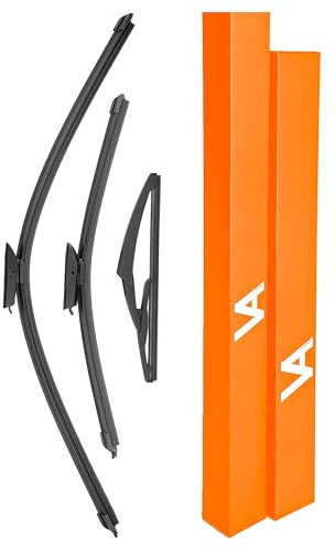 Via Albion VA Set of Wiper Blades for Citroen C4 Cactus (2014-2020) - UK RHD - Front Windscreen (24, 19 inch) & Rear Window (9 inch) Replacements, All-Weather