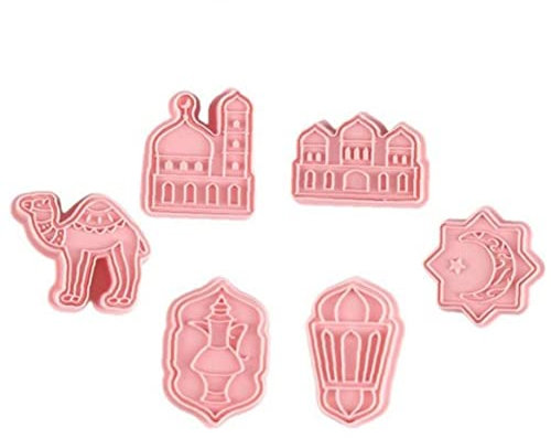 Danlai 6 Stücke Fräser Set Niedliche Islamische Kunststoff Backform Küche Keksschneider Ramadan Eid Mubarak Dekor Cutter Backform Rosa