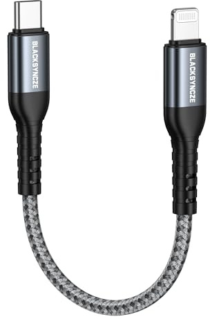 BLACKSYNCZE USB C auf Lightning Kabel, [MFi Zertifiziert] 0.3M USB C iPhone Ladekabel Power Delivery Nylon USB Typ C Lightning Ladekabel für iPhone 13 12 11 Pro Max 13 12 Mini XR XS X 8 Plus SE 2020