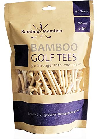 BambooMamboo Golf Tees Bambus 70mm 50 Stück / 150 Stück - Natur Premium Holz 2 3/4 - 100% biologisch abbaubar