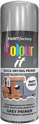 Q&H Professional Grey Primer Spray Paint 400ml - Ideal Aerosol Paints for Metal, Plastic, & Wood - Interior & Exterior Body Surface Use - Top Coating Painter Touch Matt Finish Quick Drying Home (1)