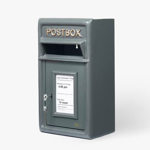 Assorted Collections Boîte aux Lettres en Fonte Robuste | Aux Lettres Murale | Boîte aux Lettres verrouillable avec 2 clés | Installation Facile | Grise, 24 x 17 x 44 cm, 11,8 kg