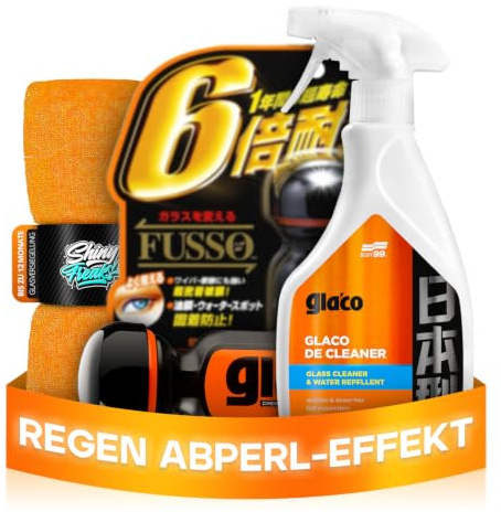 Glasversiegelung Set: Soft99 Ultra Glaco (70ml) Scheibenversiegelung Auto + Soft99 Glaco De Cleaner (500ml) Glasreiniger - Regenabweiser mit Abperleffekt für verbesserte Sicht bei Regen | 3-teilig