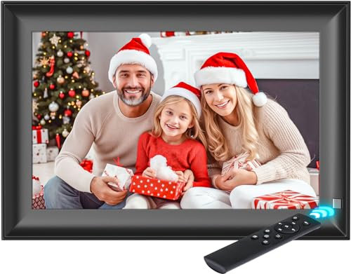 OBVHNUA Cornice Digitale, 10,1 Foto/Musica/Video del lettore, Calendario Elettronica con Schermo IPS con Rotazione Automatica, Supporto Scheda USB/SD