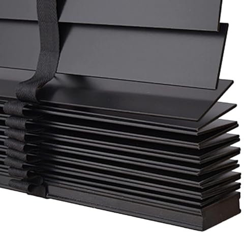 Jalousien Aus Holz Schwarz,Jalousette 45cm 50cm 60cm 70cm 80cm 90cm 100cm 110cm 120cm Breite Horizontal Jalousie,Massivholz Jalousetten Innen Außen,Verdunkelung/Sichtschutz,W×H-60x110cm/23.5x43in
