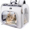 Onebarleycorn Katzenrucksack, Katzen Rucksack mit Fenster Cat Backpack Transport für Katze und Kleine Hunde, bis 2-8kg Atmungsaktive, Faltbare, Grau
