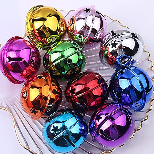 Wambere 30 Campanas 4cm para Manualidades,campanillas,Campanas Navidad,Campanas protección contra la corrosión,cascabeles Metal,Ideales para Manualidades,Joyas,Campanas Mascotas,Color Mixto