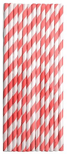 Kleiner Panda - Papierstrohhalm - 25 Stück 19,7 cm - bunte Trinkhalme, Party, Biologisch (rot/weiß)
