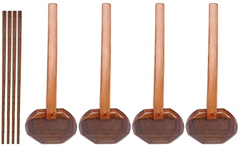 Niukuyu 4-Piece Japanese Long Handle Wooden Ramen Hot Pot Spoon - Tortoise Shell Design for Soup & Dessert