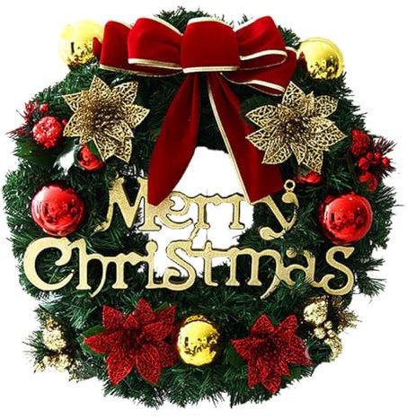 Uposao 30CM Weihnachtskranz Adventskranz Hängend Weihnachtsdeko Künstlicher Weihnachtskranz Tür Kranz Haken Weihnachtlicher Türschmuck für Home Office Weihnachten Dekor Haustür Kamin Wand