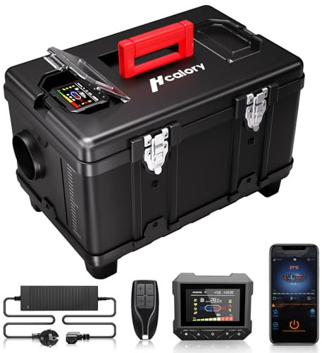 HCALORY 8kW Diesel Standheizung, 230V AC & 12/24V DC, 0,15–0,46 l/h Tragbare Dieselheizung mit Bluetooth APP & Adapter, Höhenmodus 5500m max,5 l Kraftstofftank, Heizung für Auto, LKW, Boot, Wohnmobil