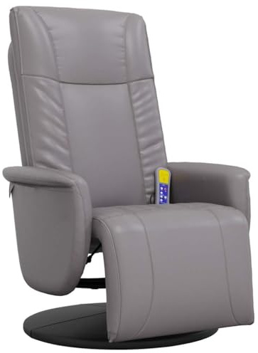 vidaXL Massagesessel mit Fußteil Grau Kunstleder
