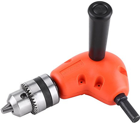 Drill Attachment Chuck 90 Degree Electric Drill Attachment Right Angle Extension Adapter Right Angle Drill Adapter 9.5mm Round Shank with Handle Fits Electric Drills