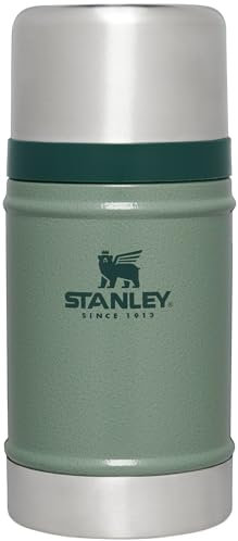 Stanley Classic Legendary Large Food Jar 24 oz | Vacuum Insulated Thermos Food Container | Wide Mouth Screw On Lid | Packable for Travel | Stainless Steel & Leakproof Lid | Hammertone Green