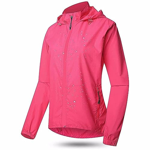 Fahrradjacke Mit Abnehmbaren Ärmeln Damen Herren Winddicht Wasserdicht Sommer UV-Schutz Laufjacke Windjacke Damen Herren Softshelljacke Atmungsaktive Radjacke Regenjacke Radsport Jacke,Pink-L