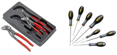 Knipex Jeu de pinces Knipex Cobra® (carte LS/blister) 00 20 09 V02 & Stanley 065438 Gamme FatMax Jeu De Tournevis Parallèle/Évasé/Cruciforme/Pozidriv 7 Pièces