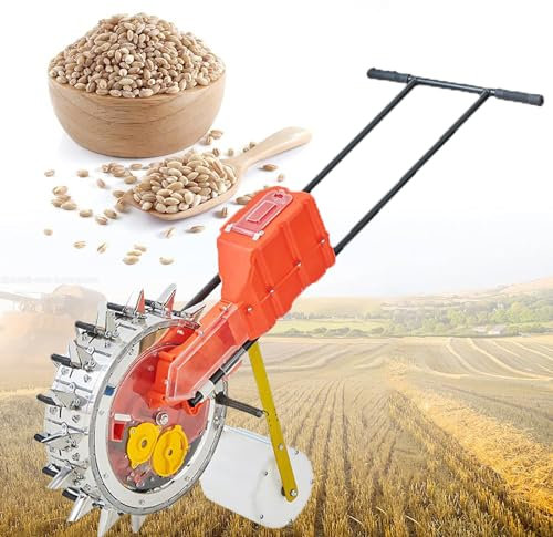 Dfdieratve Seminatrice a Spinta Manuale, Spandiconcime, Strumento Manuale per Semina e Fertilizzazione con Piattaforma Girevole per Mais, Soia, Arachidi, Seminatrice a Spinta da Giardino