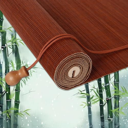 Xalteafe Bambusrollo Wetterfest Aussen,Retro Bambus Rollo,Springrollo Bambus,Innen-AußEn-Rollo Bambus,Sonnenschutz,Sichtschutz,Leicht Zu HäNgen,Pflegeleicht,FüR Balkone/Terrassen/Pergolen