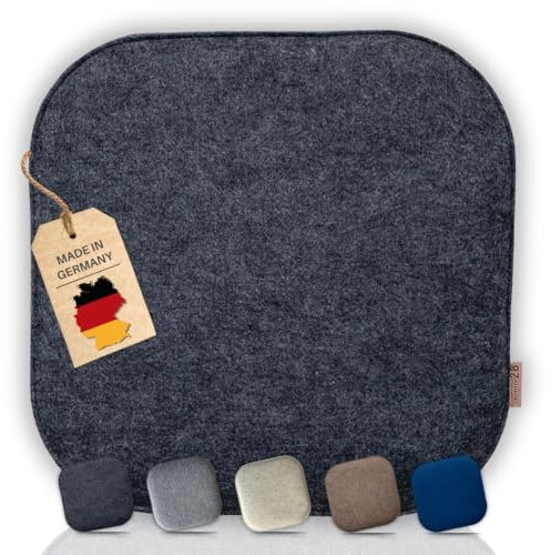 kontor28® - Sitzkissen Filz handgefertigt Made IN Germany | Sitzkissen Stuhl 37,5 x 37,5 cm aus rPET-Filz weiche und robuste Polsterung | Sitzauflage Stuhl für In- und Outdoor | anthrazit 1er-Set
