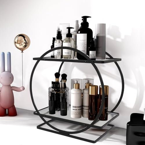 LZDMY Makeup Organiser 2 Tier, Skincare Storage Organiser for Dressing Table, Perfume Storage Holder Acrylic Display Stand, Cosmetics Toiletries Organizer for Bathroom