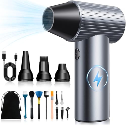 Solareye Soplador de Aire Comprimido de 3 Velocidades Ajustables, Air Duster de 300,000 RPM para Limpieza de PC, Soprador Air Portátil Inalámbrico y Recargable para Automóvil, Sofá