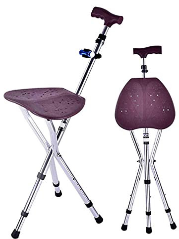 Sedia per stampelle per anziani, stampelle multifunzione, sedile per stampelle, sgabello con bastone da passeggio, sgabello con treppiede pieghevole antiscivolo con bastone da passeggio, bastone