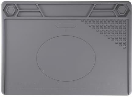 sourcing map Tapis de soudure magnétique en silicone résistant à la chaleur pour pistolet à souder BGA, établi, téléphone portable, ordinateur, réparation électronique, gris, 29 x 40 cm