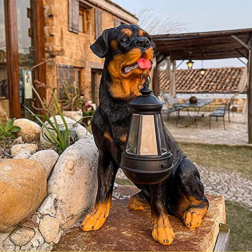 Statues de Chien Jardin Lumière LED à énergie Solaire, avec Lampe Solaire, décoration de Jardin pour la Maison, Ornement de Lanterne, Cour arrière Balcon Patio Chemin
