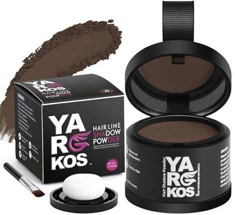 Hairline Shadow Powder, Instantly Root Touch Up Powder for Women Gray Hair Cover Up, Color Root Coverage for Thinning Grey, Mens Roots Concealer for Hair Loss Beard Line, 3-Dark Brown
