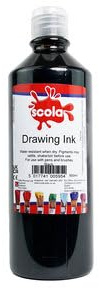 Scola Drawing Ink, 600ml Bottle, Black, Water-Based Ink, Arts & Craft Projects, For Children & Schools