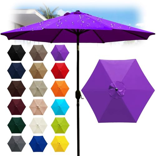 6 Ribs Outdoor Umbrella Canopy Replacement - Replacement Parasol Fabric Cover - 6.6/8.2/8.9/9.8ft Umbrella Cloth - Not umbrella frame - for Garden, Patio, Yard, Beach, Market(Purple,6 ribs: 2m/6.6ft)