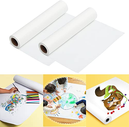 2 rotoli di carta bianca da disegno per bambini, per schizzi e pittura, carta vuota con cavalletto, per bambini o adulti, per disegnare fregi e schizzi (38 cm x 10 m)