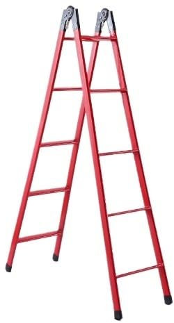 yixinzi-2024 Scaletta Pieghevole Scala Passante Diritta su Un Lato Pieghevole Portatile, Scala da Arrampicata telescopica in Tubo d'Acciaio Alta 2 Metri Sgabello Portatile(Red)