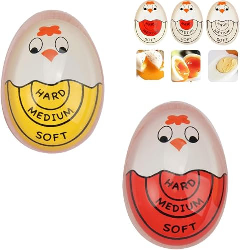 VOSSOT 3 Unidades Egg Timer para Cocer Huevos - Temporizador Huevos Cocidos con Cambio de Color, Silicona Segura, Diseño de Pollitos - Cocción Familias, Niños y Desayunos