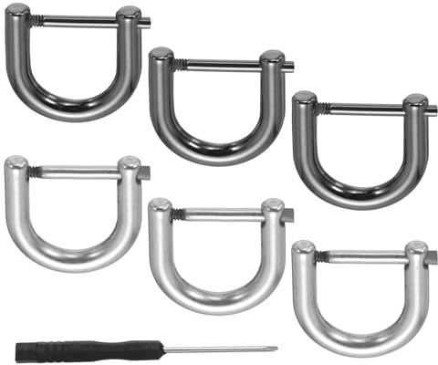 PATIKIL 1/2 D-Rings Screw in Shackle, 8 Pcs Horseshoe U Shape D Ring Zinc Alloy Semicircle Buckles Replacement for Purse Keychain Collar Accessories Craft, Silver/Black
