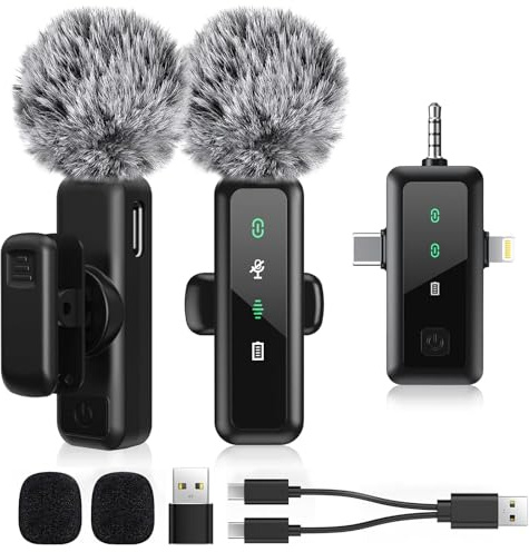 LINKCOOL 3-in-1 Wireless Lavalier Mic for iPhone/Android/iPad - Mini Clip-On Mic with Noise Cancellation & Crystal Clear Sound for YouTube, TikTok, Vlogging, Streaming, Recording