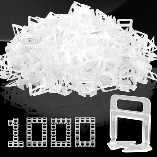 Haoledy 1000 Pièces Croisillon Autonivelant 2mm Joint Carrelage, kit Système de Nivellement de Carrelage Croisillon Carrelage Autonivelant, Languettes de Nivellement pour Pose de Carreaux de Sol Mur