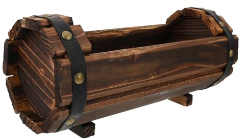 ROMISBABA Maceta De Madera Maceta Decorativa para Jardín y Balcón, Tamaño Grande Semi-cubeta, Resistente Corrosión, Adecuado para Plantas Suculentas y Cultivos Interiores