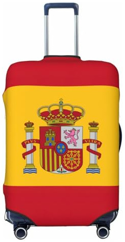 ADAhgu Modische Kofferhülle mit spanischer Flagge, personalisierter Gepäckschutz für Reisen und Business, Schwarz , S