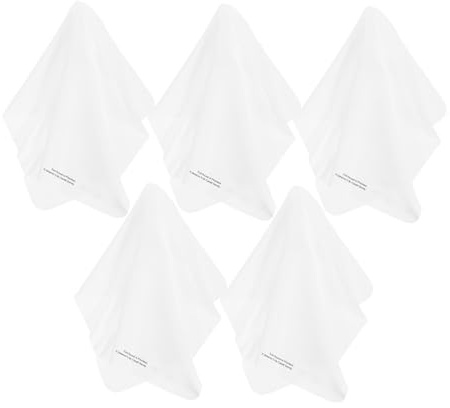 Angoily 5pcs White Vinyl Record Cleaner Cloth Set for Cd Disc Dust Removal, Soft Microfiber Cleaning Rags for Audio-video Screens, Glasses, and Electronic Devices Maintenance