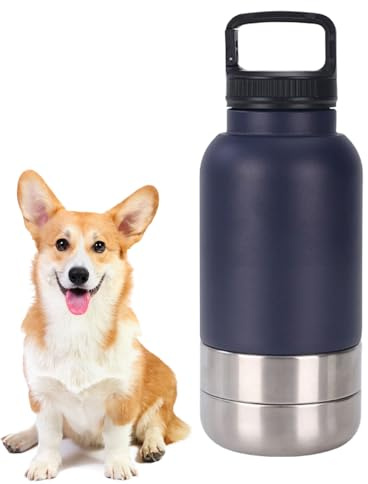 Dog Water Bottle - Portable Puppy Drinking Cup, Outdoor Travel Hydration Flask | Leakproof Dispenser Jug, Hiking Walking Camping Reservoir, Detachable Bowl Gear, Apartment Pet Feeder Accessory