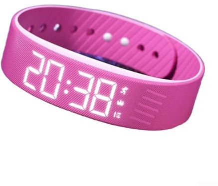 Reloj de fitness multifunción impermeable, carga USB, pulsera inteligente podómetro, rastreador de actividades, monitor de sueño para adultos y niños (rojo rosa)